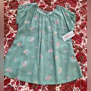 Cat & Jack Green Floral Kids Blouse